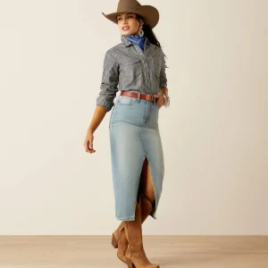 Shop Railroad Stripe Western Shirt Damen Westernhemden | Oberteile & T-Shirts