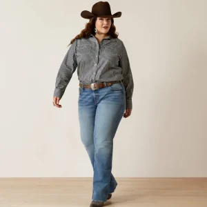 Shop Railroad Stripe Western Shirt Damen Westernhemden | Oberteile & T-Shirts