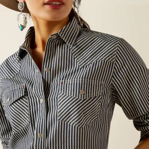 Shop Railroad Stripe Western Shirt Damen Westernhemden | Oberteile & T-Shirts